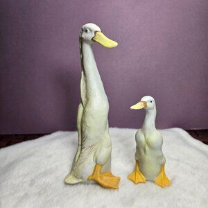 Indian Runner Mother Duck and Duckling Bisque Porcelain Angeline Original Taiwan